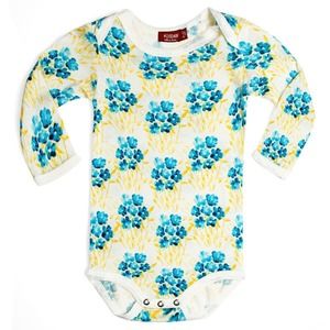 Milkbarn Bamboo Long Sleeve One Piece -- Sky Floral NWT
